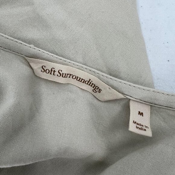 Soft Surroundings M Beige Lace Embroidered Sleeveless Top Travel Boho - Picture 3 of 10